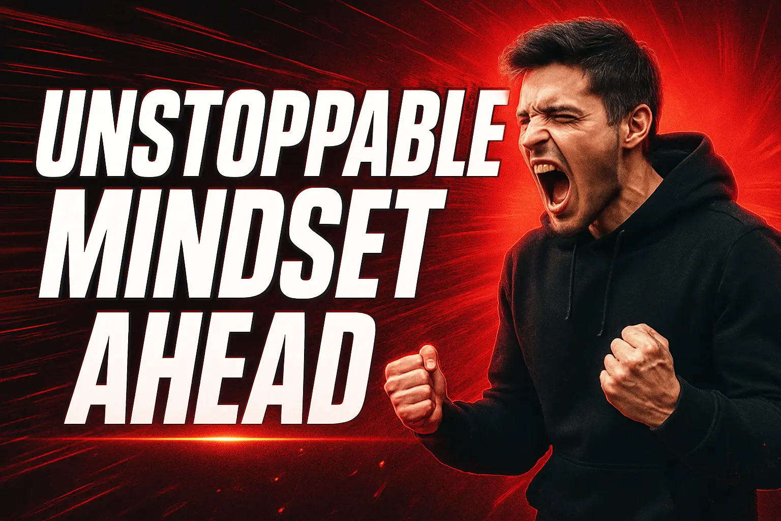 Motivational YouTube Thumbnail template with shouting man and bold text