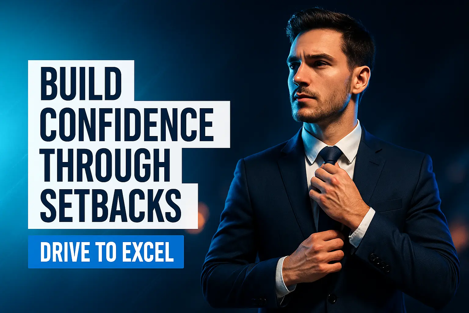 Motivational YouTube Thumbnail template with bold text and intense figure