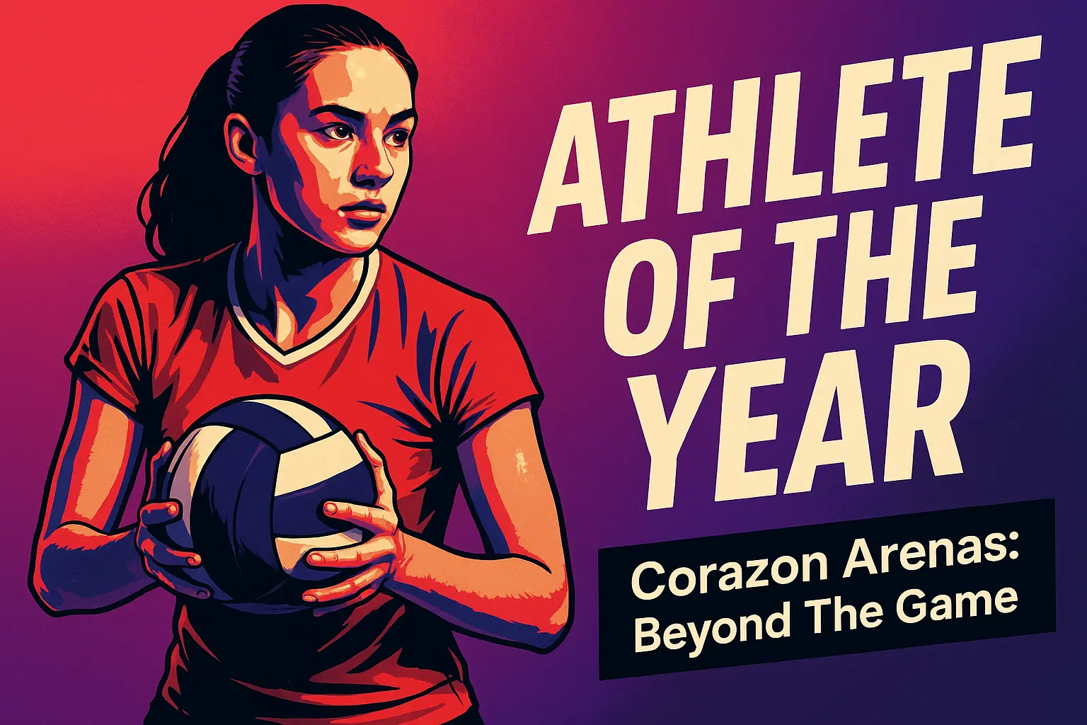 Volleyball player with bold headline on News YouTube Thumbnail template