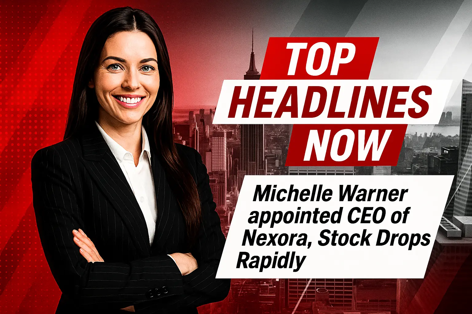 Confident female anchor on News YouTube Thumbnail template