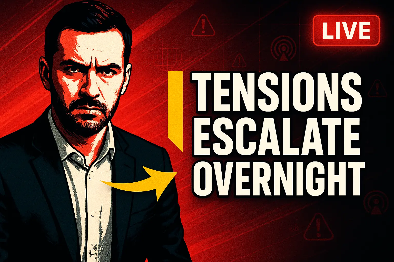 News YouTube Thumbnail template with anchor and urgent headline