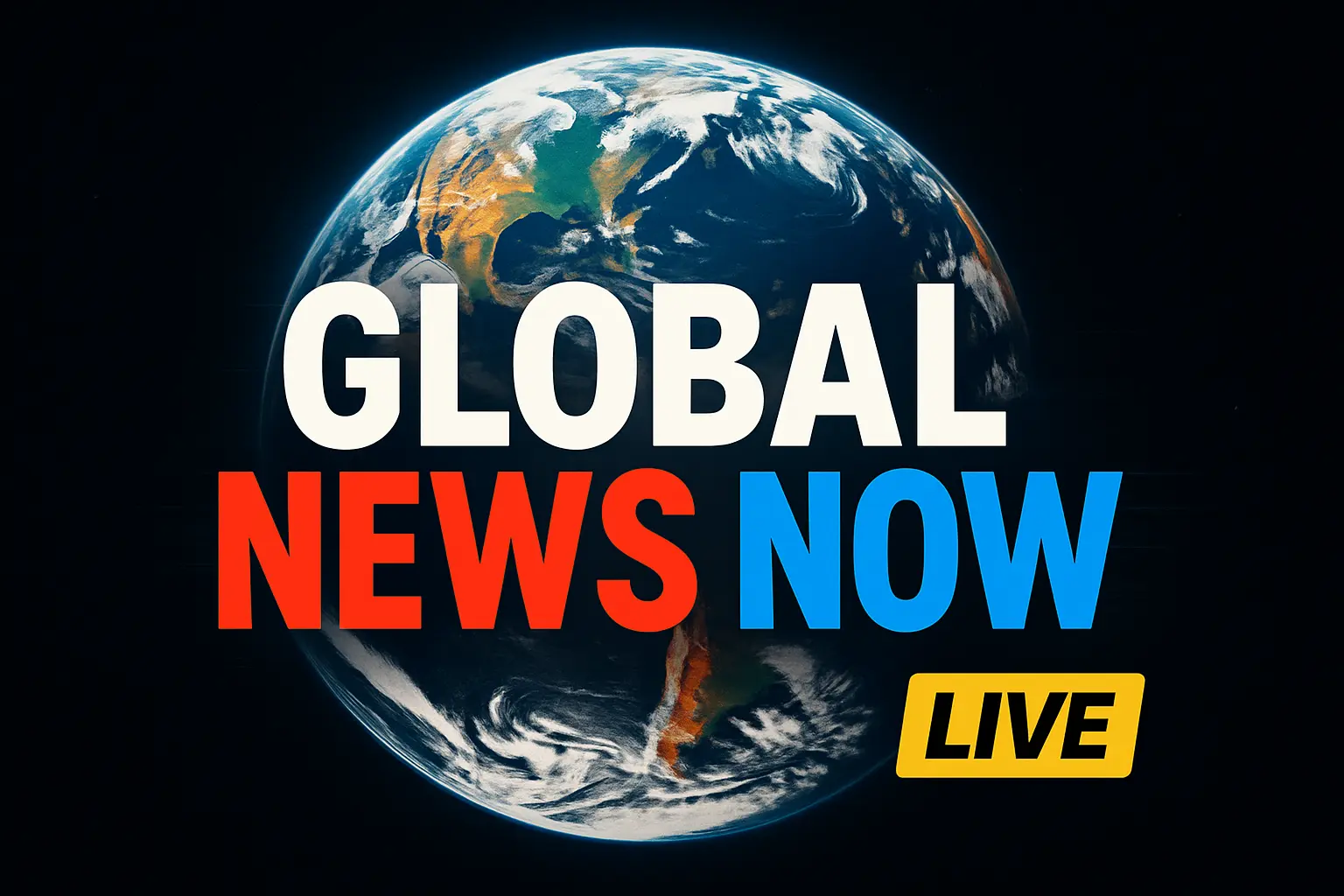 News YouTube Thumbnail template with Earth backdrop and bold headline