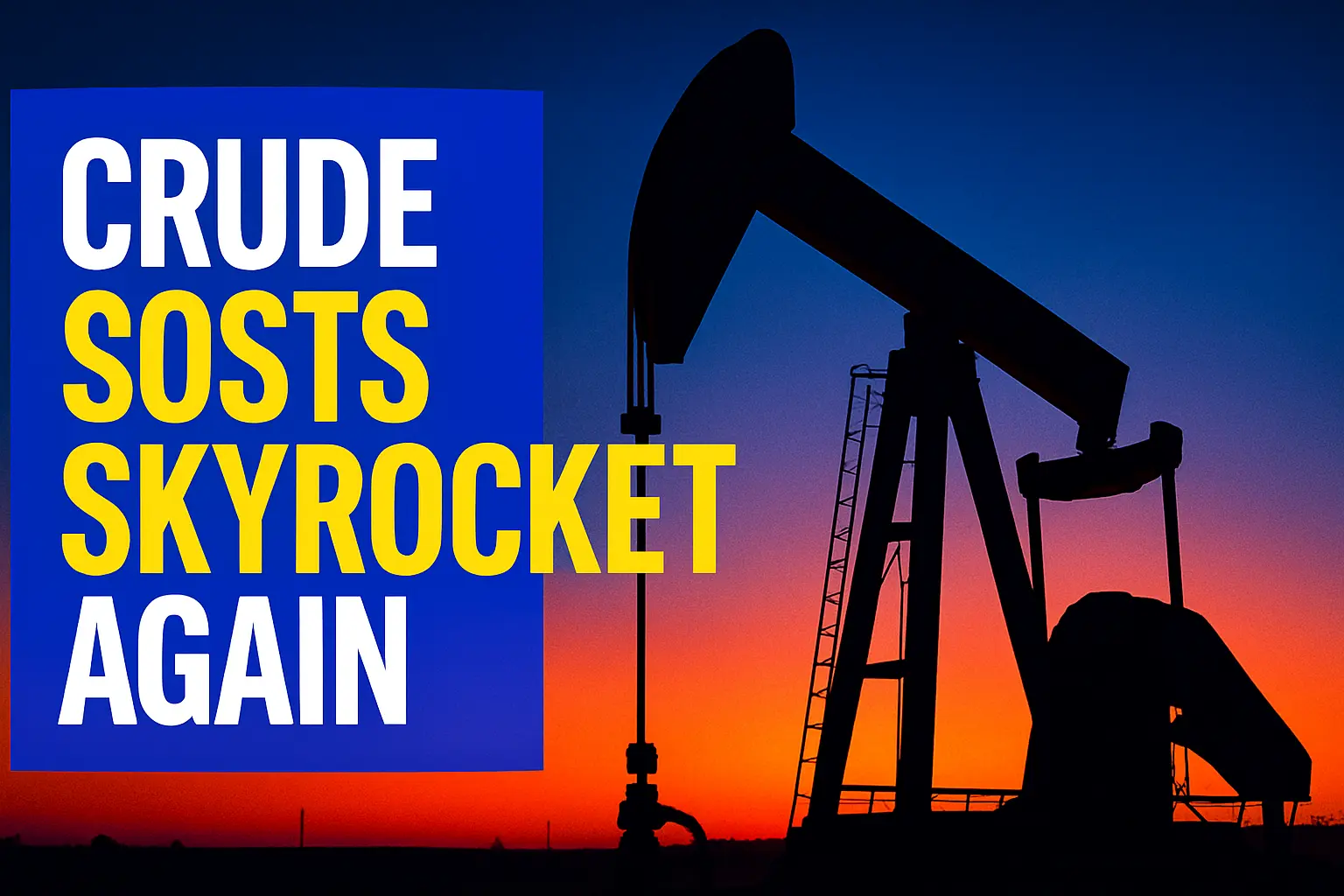 Oil pumpjack at sunset in News YouTube Thumbnail template