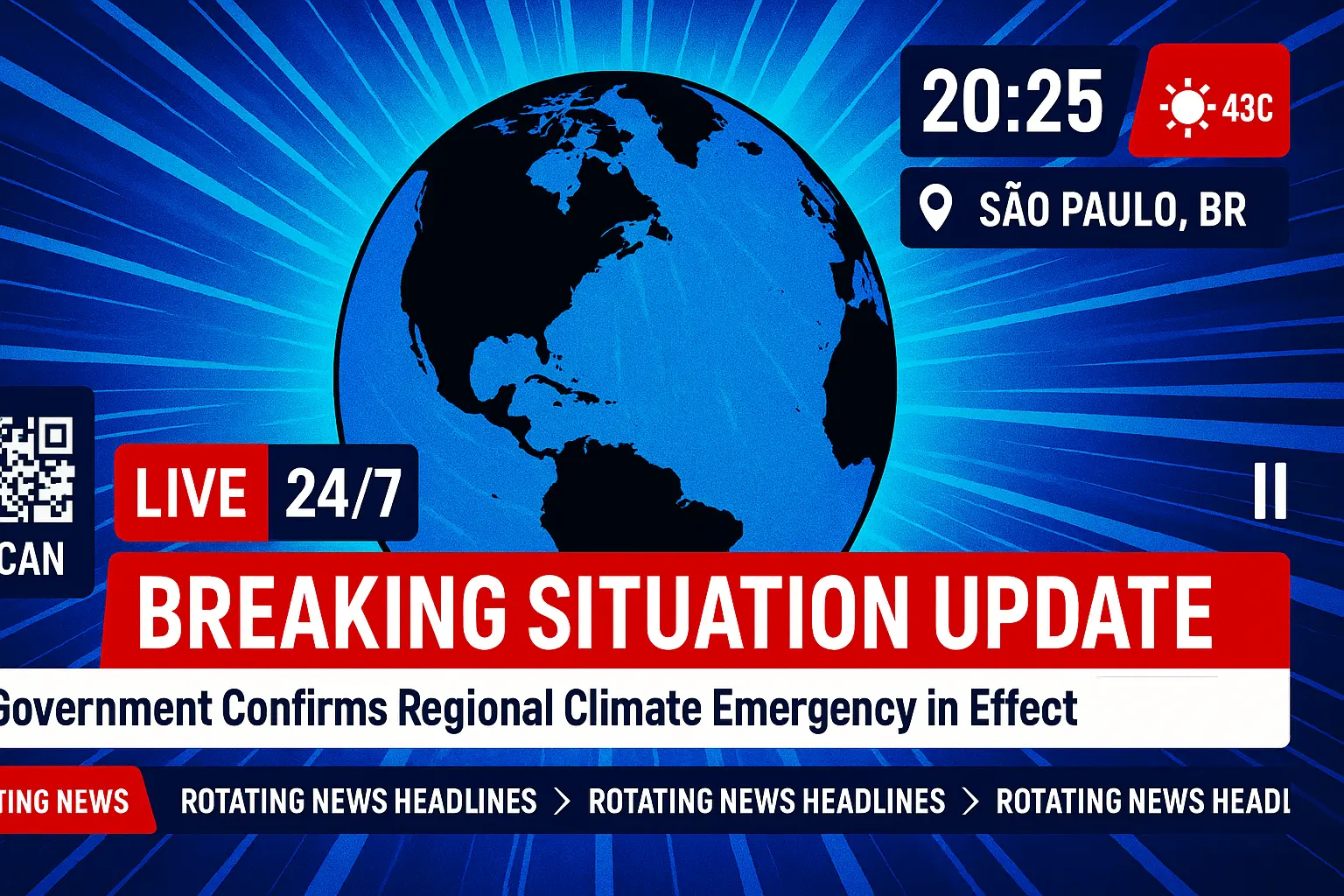 News YouTube Thumbnail template with global alert layout
