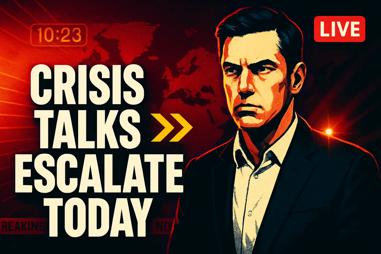Crisis-themed News YouTube Thumbnail template with anchor and bold text