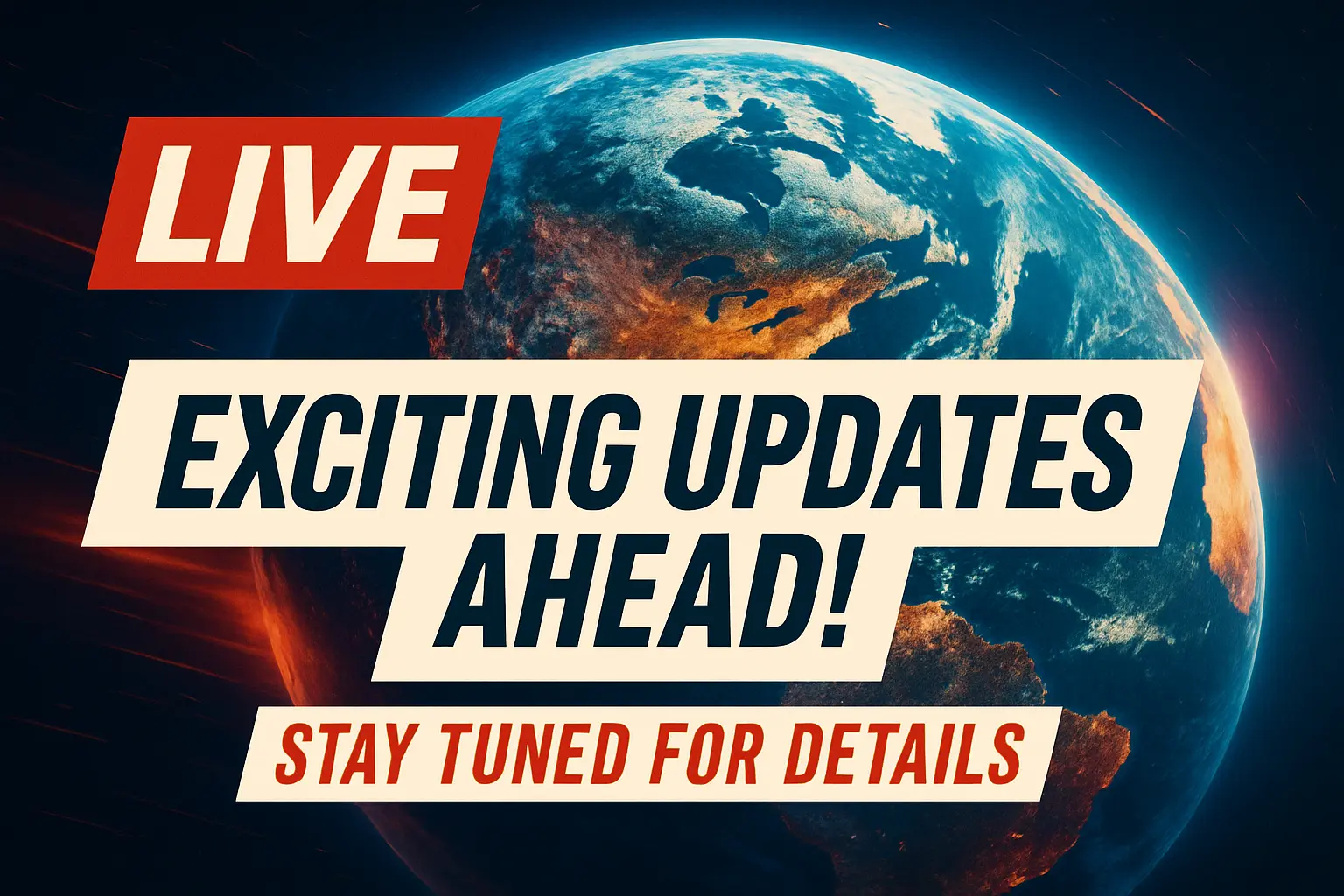 News YouTube Thumbnail template with Earth background, red LIVE banner, and urgent updates text