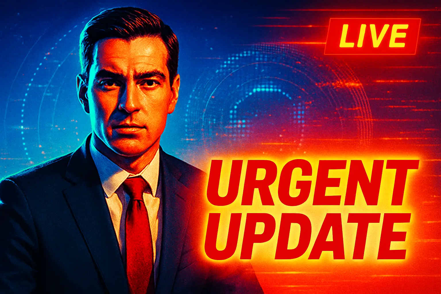 News YouTube Thumbnail template with urgent update and live banner