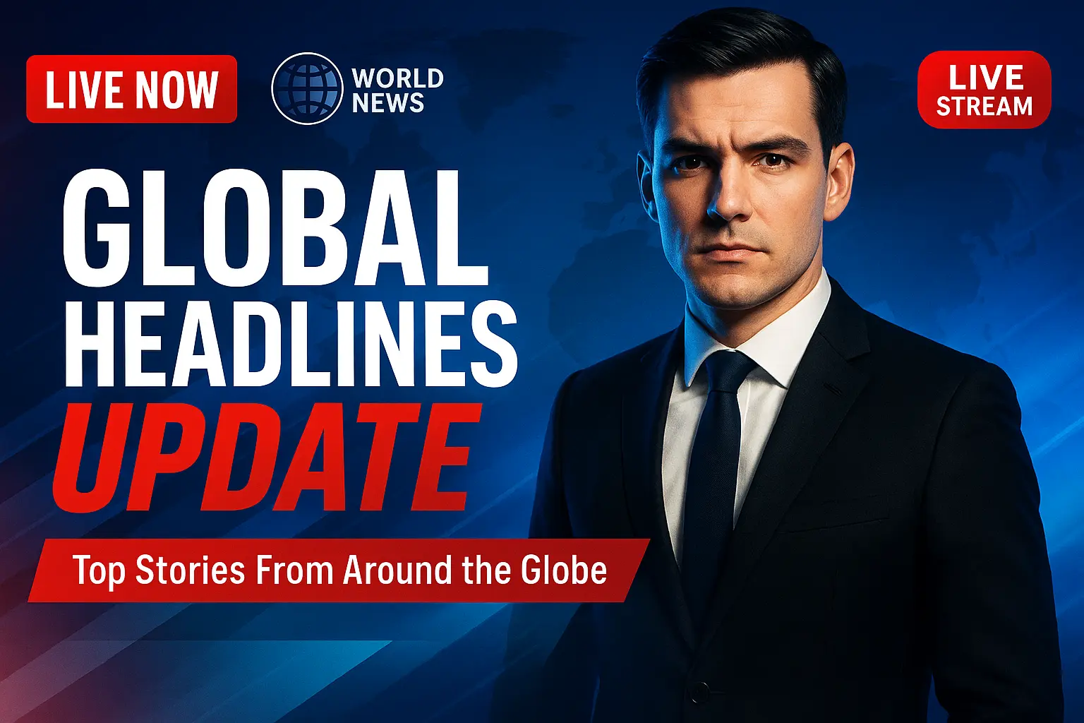 Modern News YouTube Thumbnail template with anchor and breaking headline