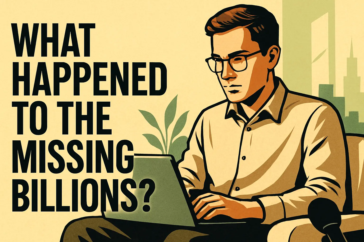 News YouTube Thumbnail template featuring political analyst discussing billions in missing funds