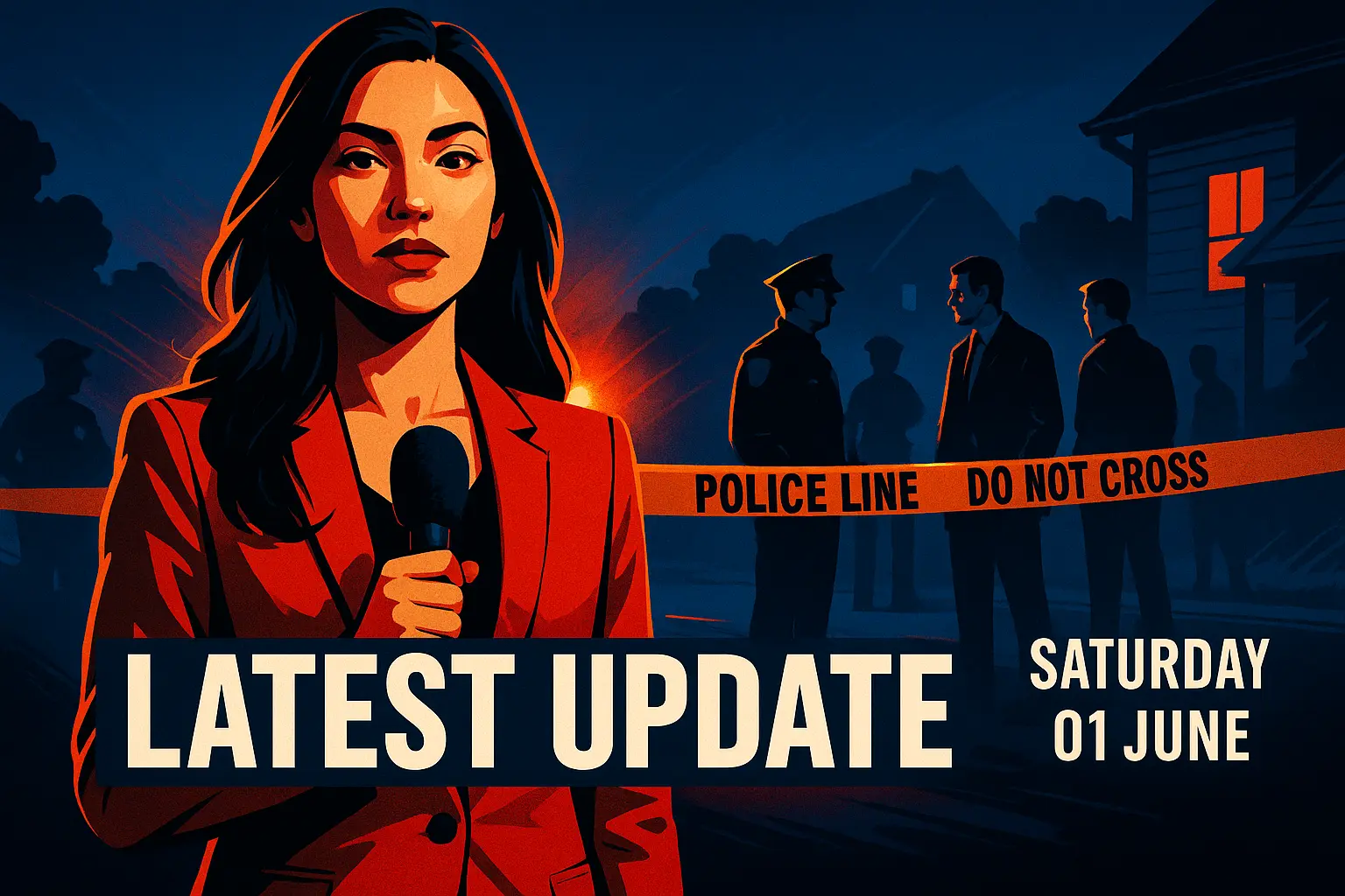 News YouTube Thumbnail template with a female reporter in front of a police scene