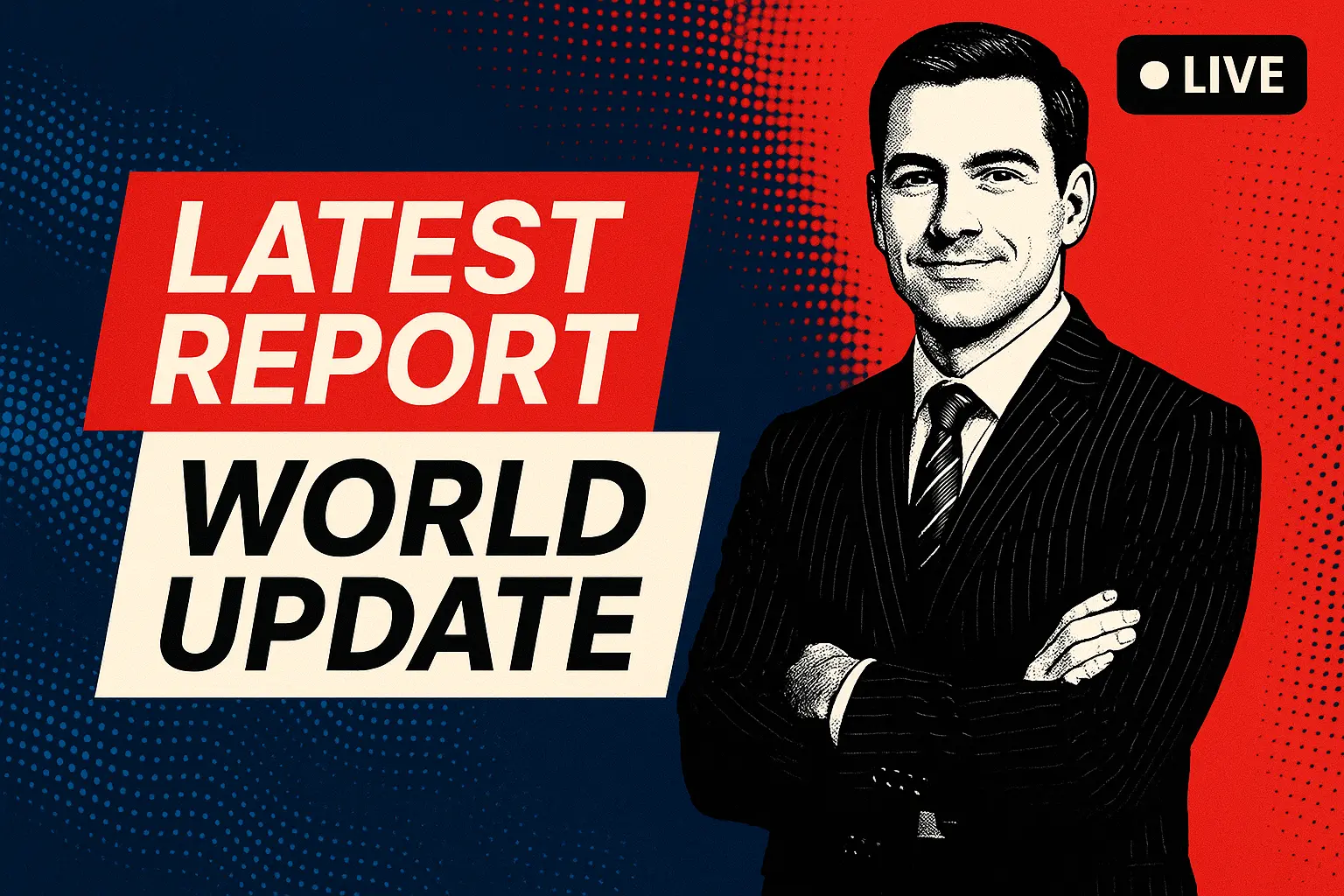 News YouTube Thumbnail template with male anchor and breaking alert