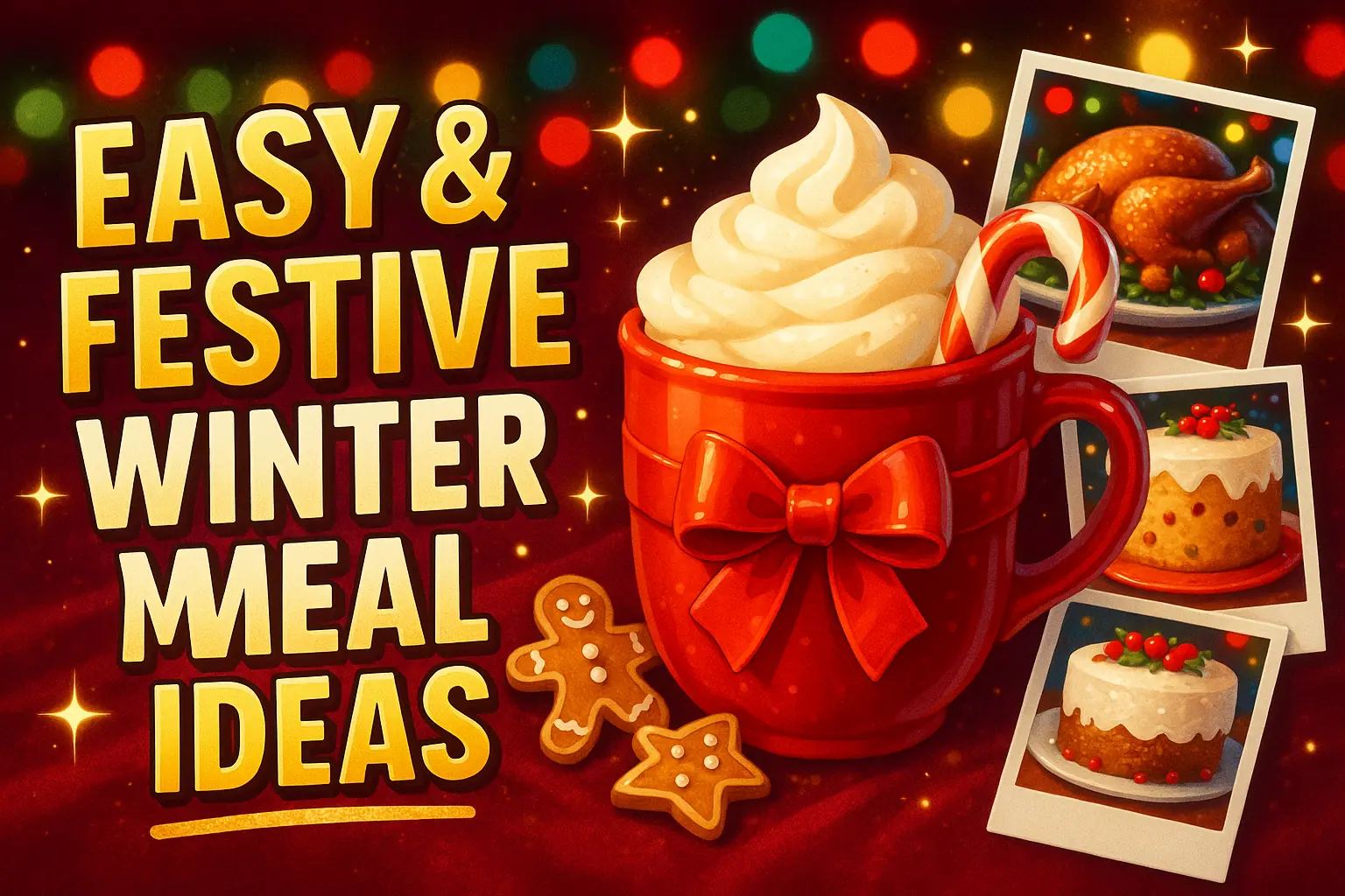 Christmas YouTube thumbnail template with festive food collage
