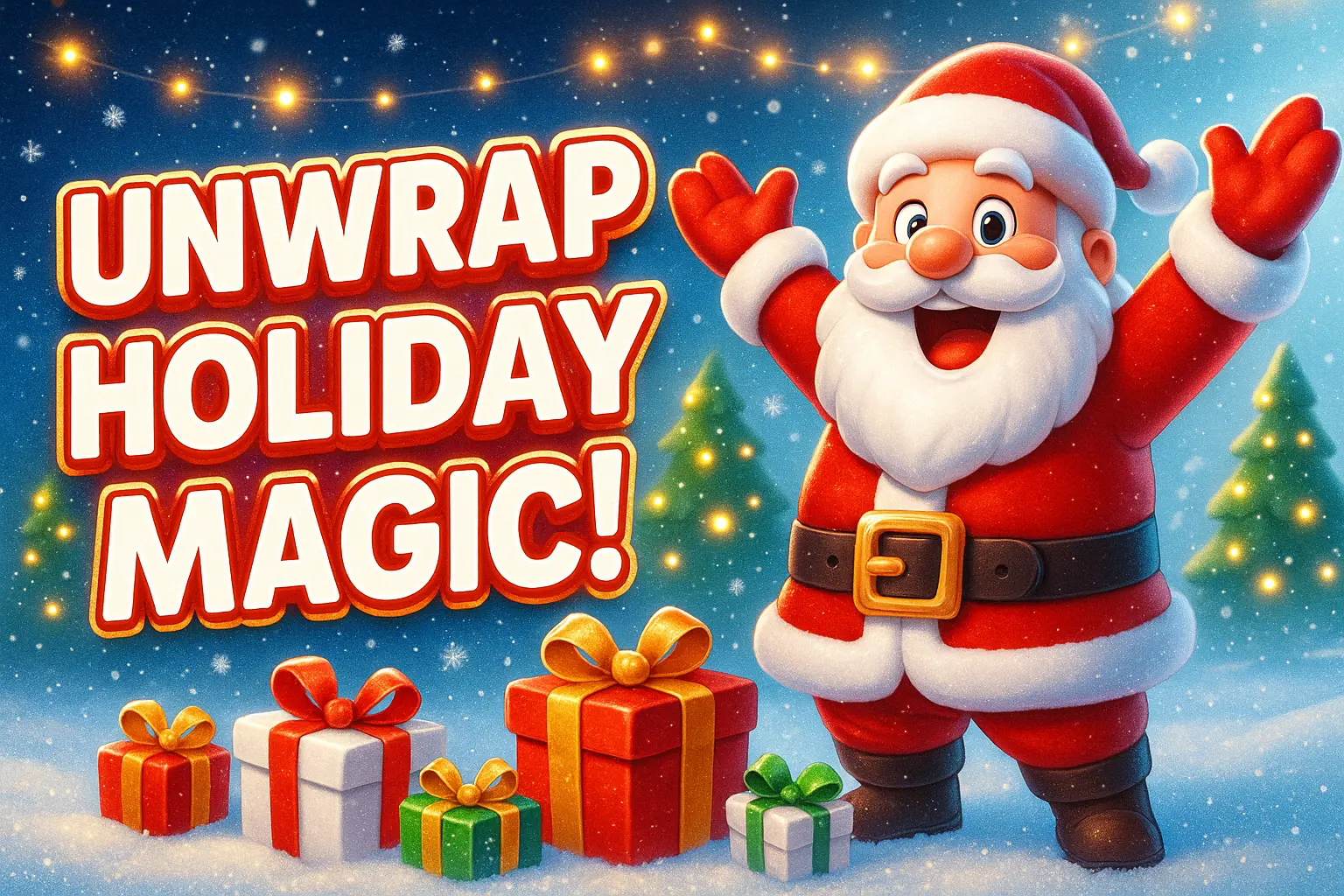 Cheerful Santa in festive Christmas YouTube thumbnail template