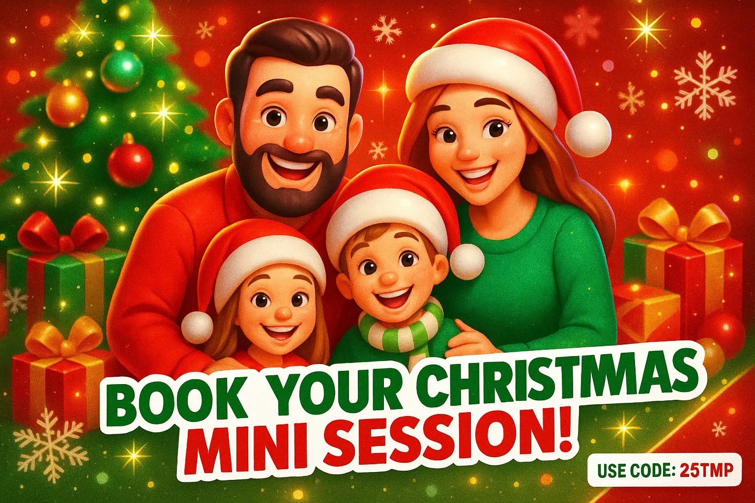 Christmas YouTube thumbnail template with festive family scene