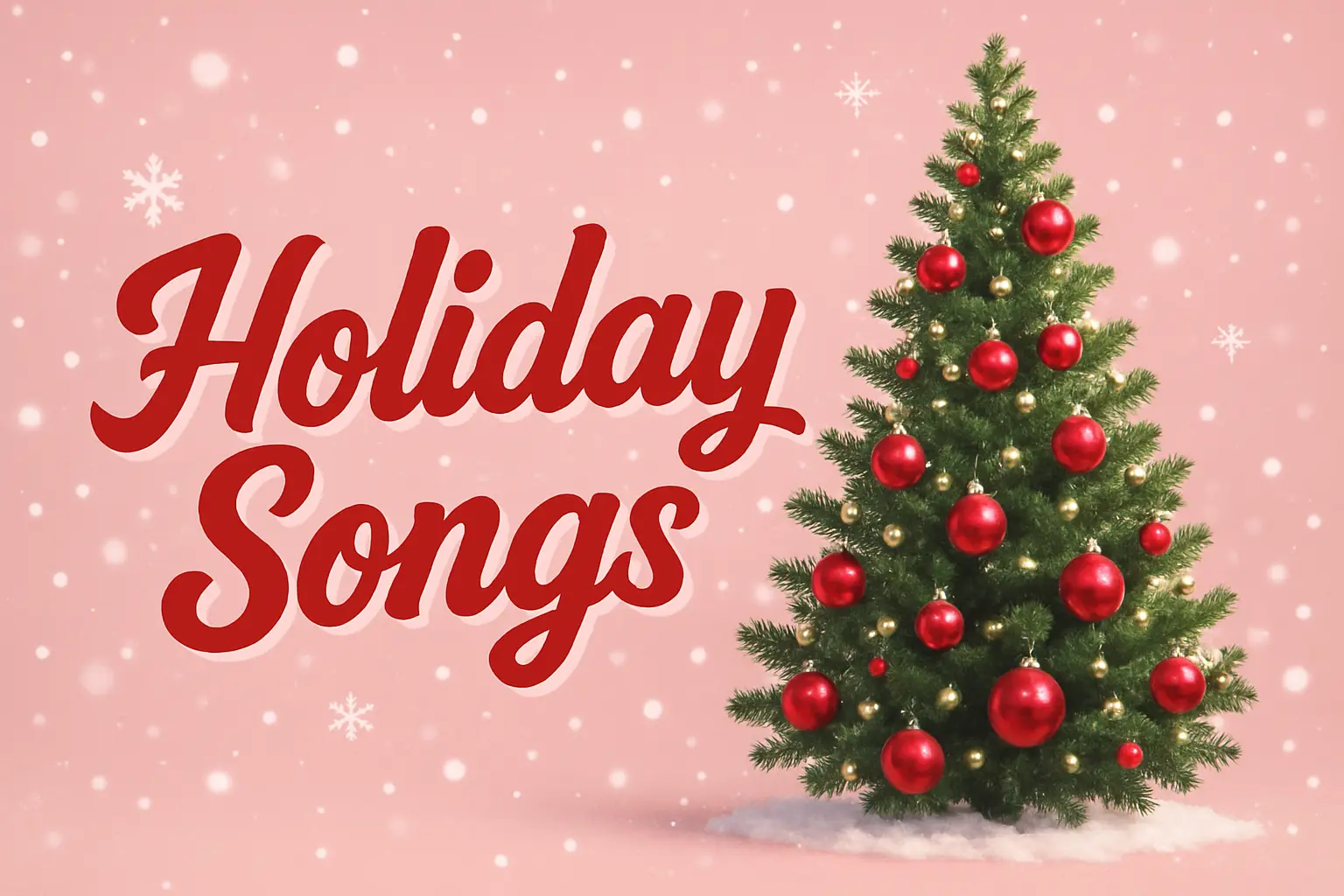 Christmas YouTube thumbnail template with holiday tree and 'Holiday Songs' text