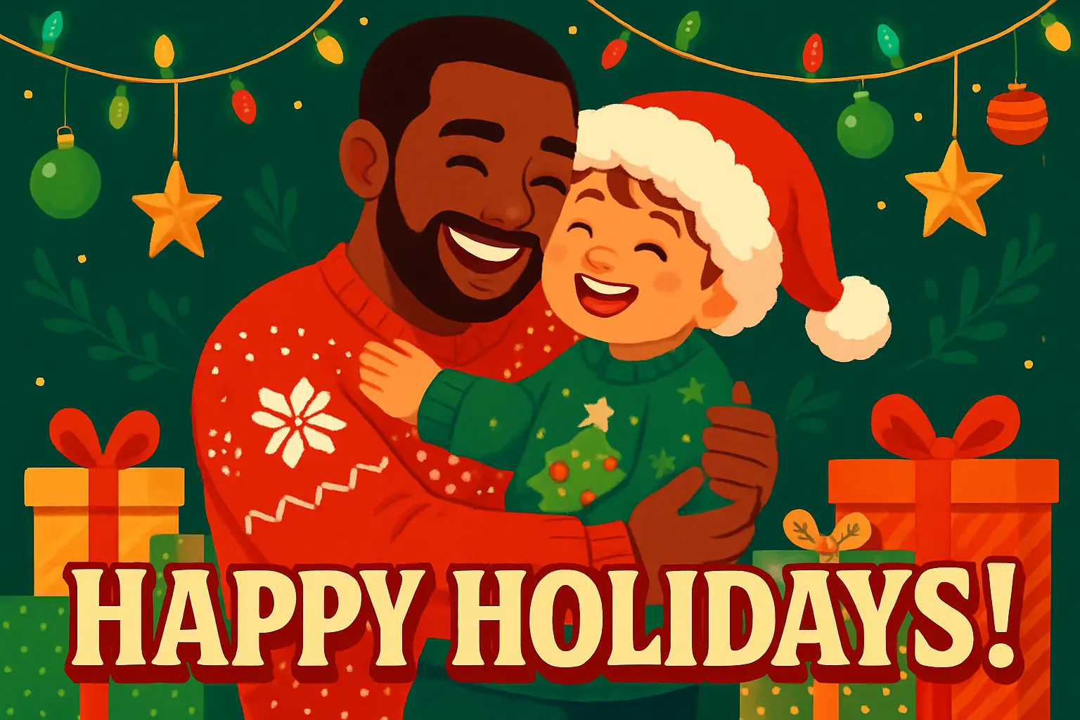 Christmas YouTube thumbnail template with festive family and decorations.