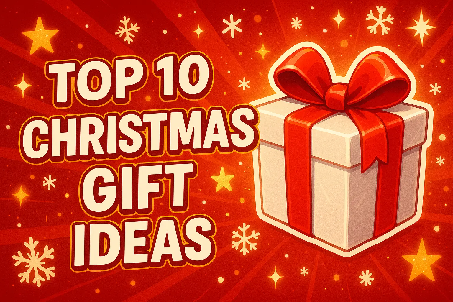 Christmas YouTube thumbnail template with gift box and festive decorations