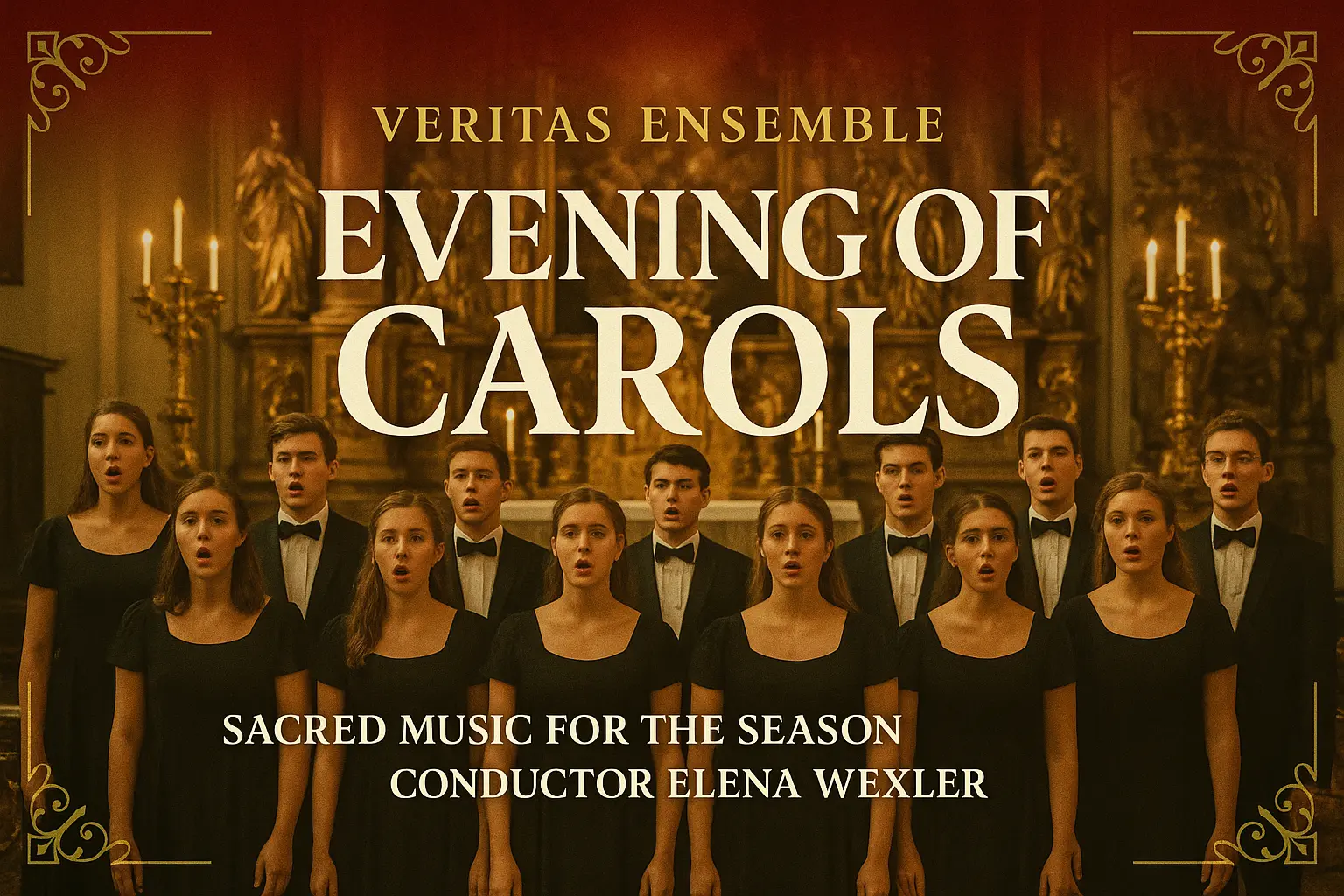 Elegant Christmas YouTube thumbnail template with formal choir in church