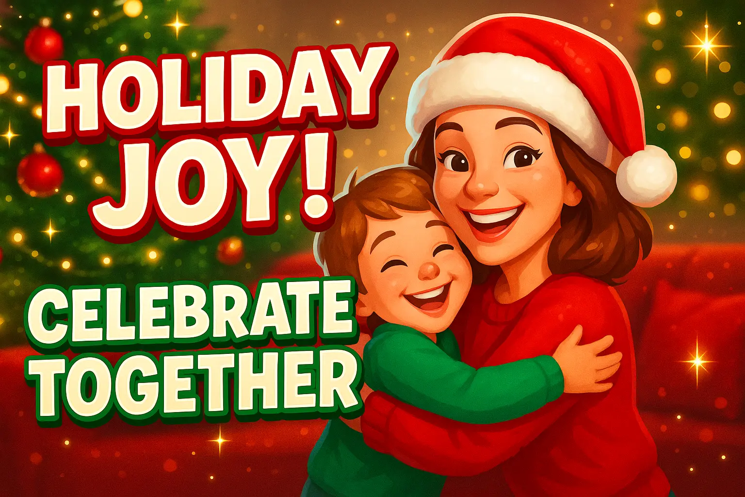 Festive Christmas YouTube thumbnail template with joyful theme