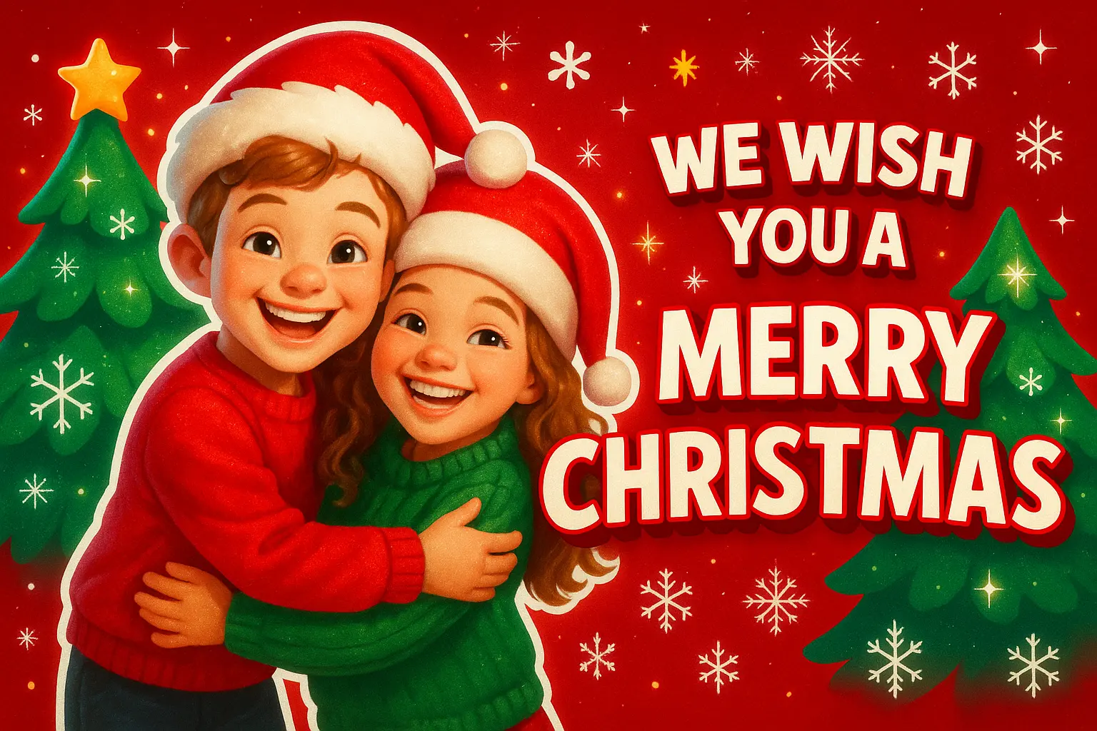 Christmas YouTube thumbnail template with joyful children, festive background