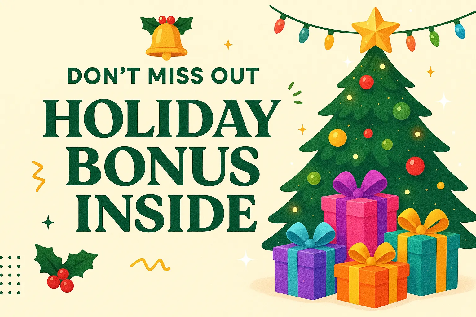 Festive Christmas YouTube thumbnail template with gifts and tree