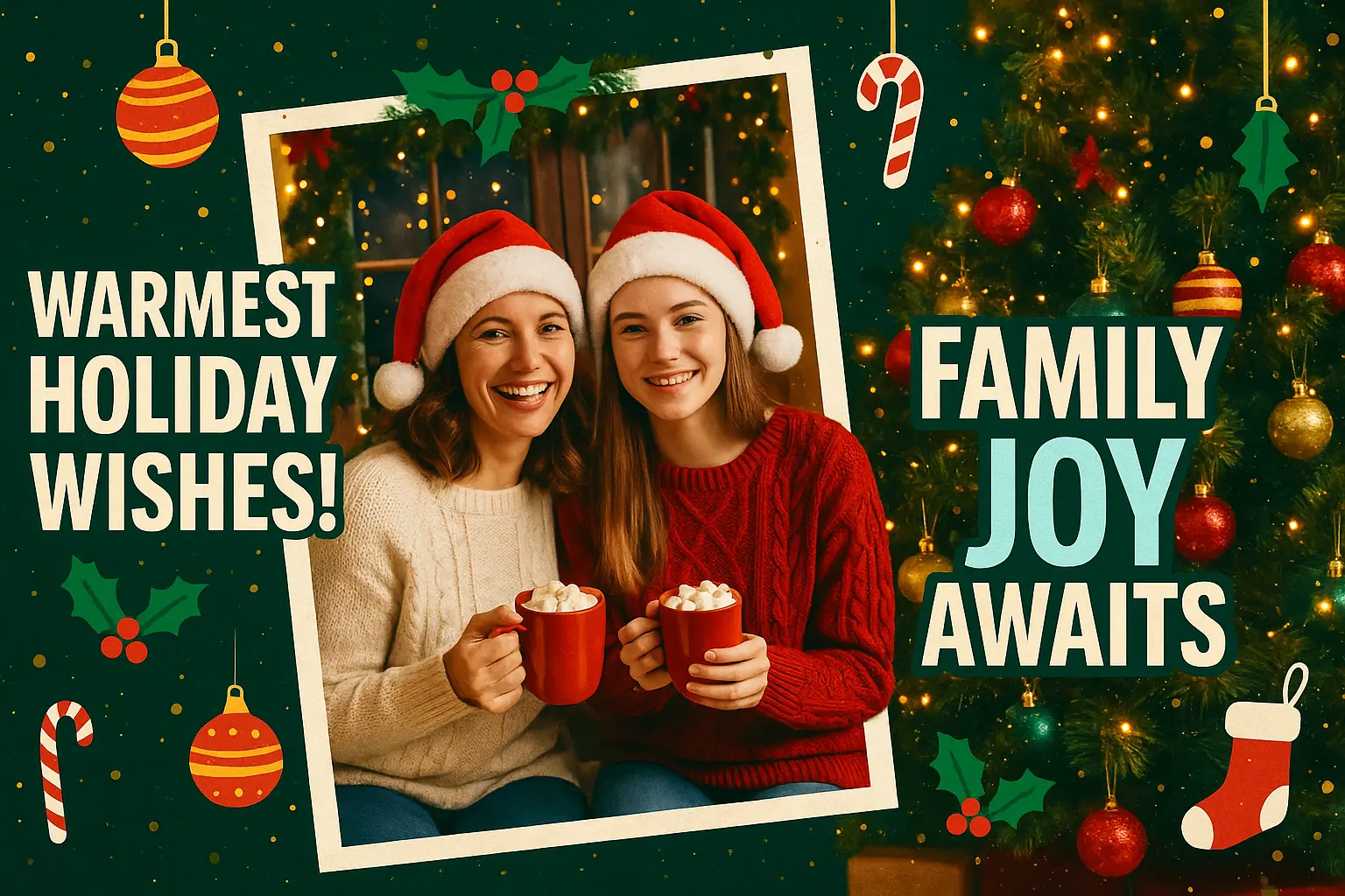 Festive family-themed Christmas YouTube thumbnail template design