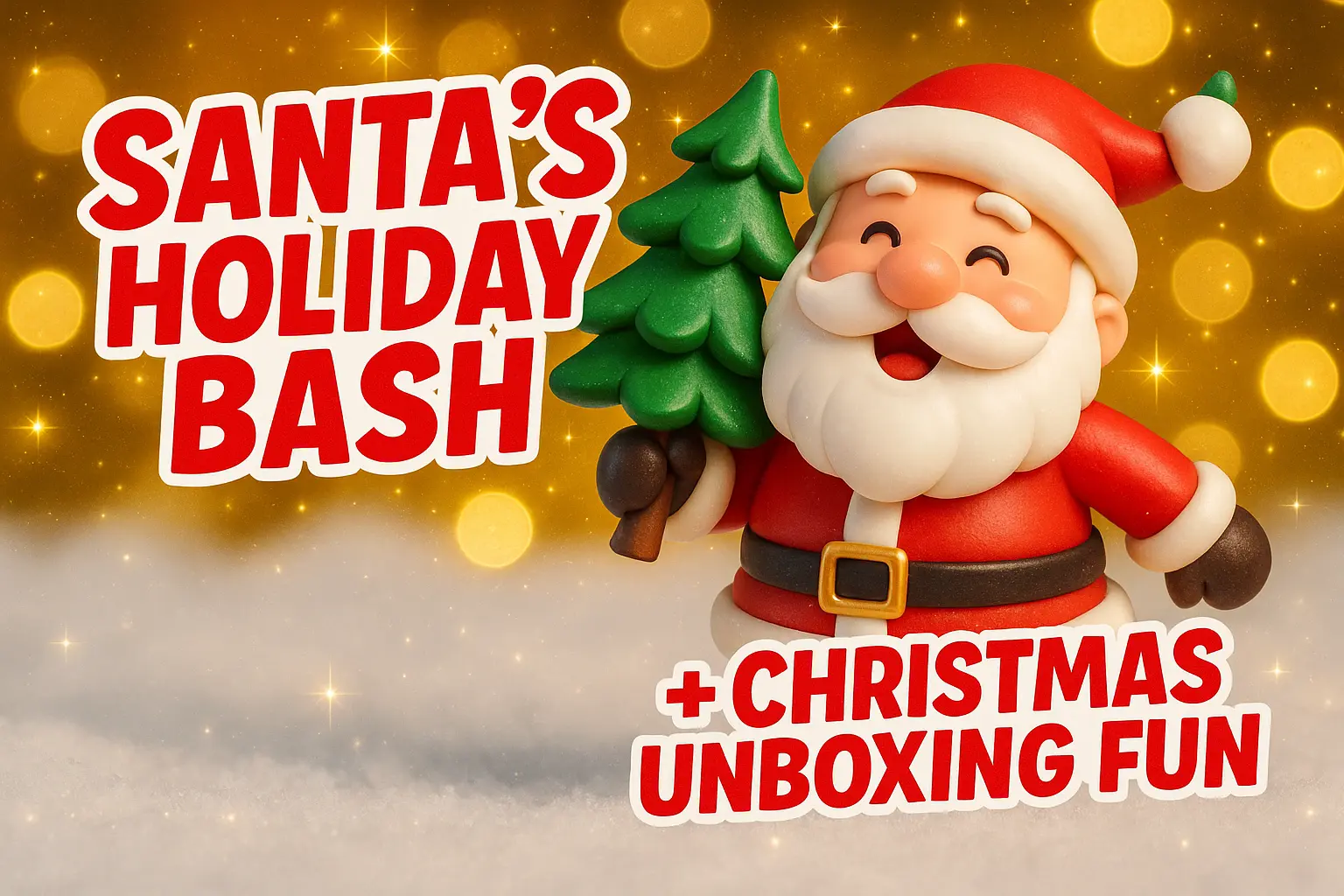 Christmas YouTube thumbnail template with Santa and glowing lights