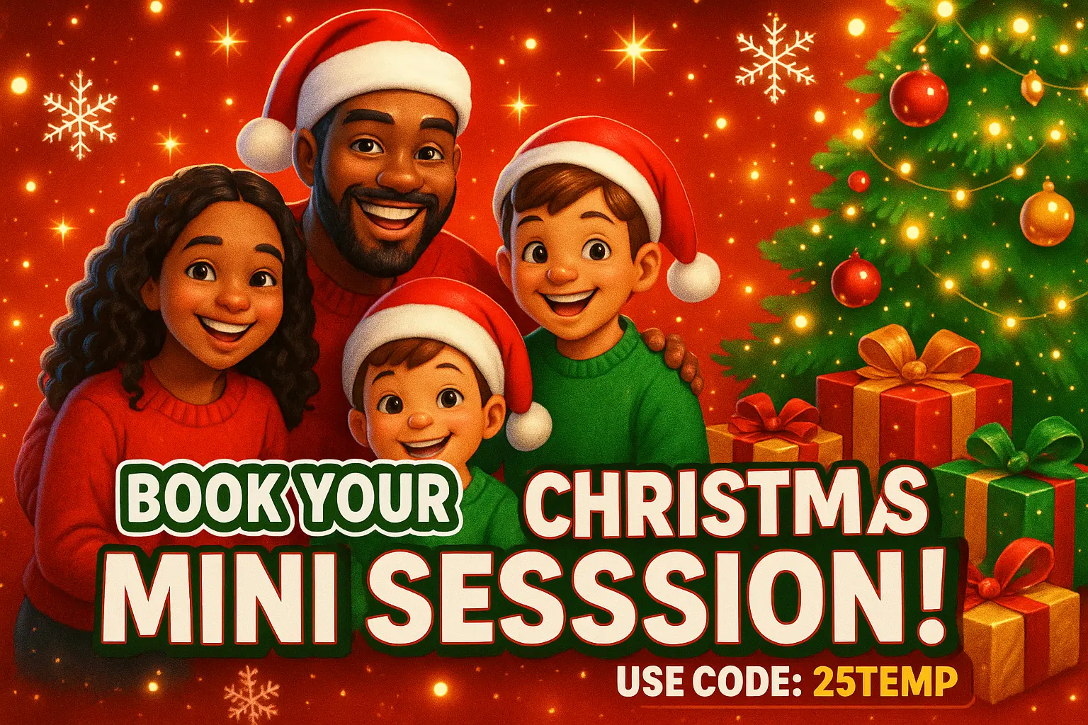 Christmas YouTube thumbnail template with friends celebrating holiday feast