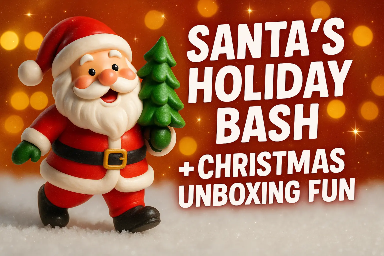 Christmas YouTube thumbnail template with tree, ornaments, and festive text