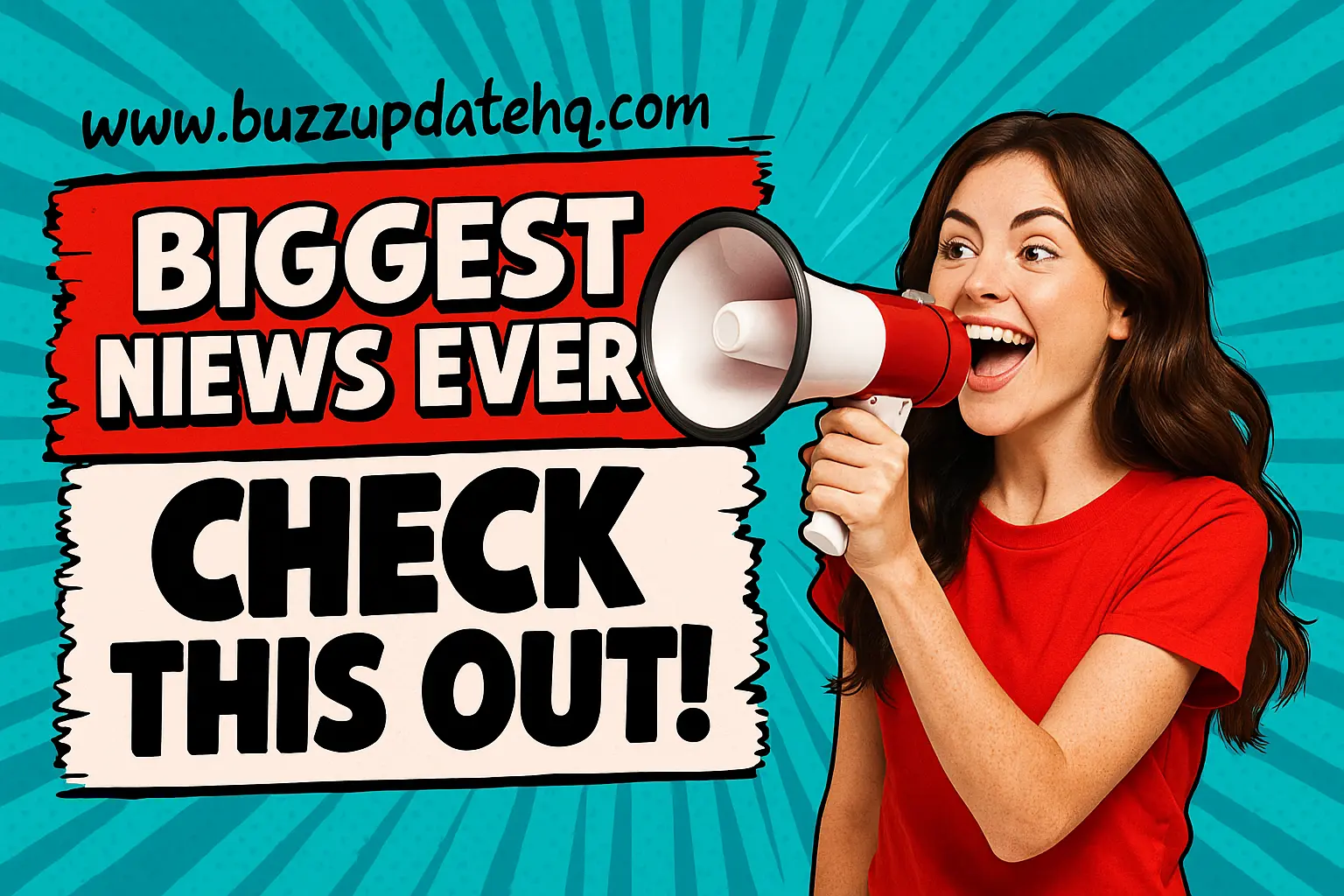 Funny YouTube Thumbnail template with woman shouting into megaphone