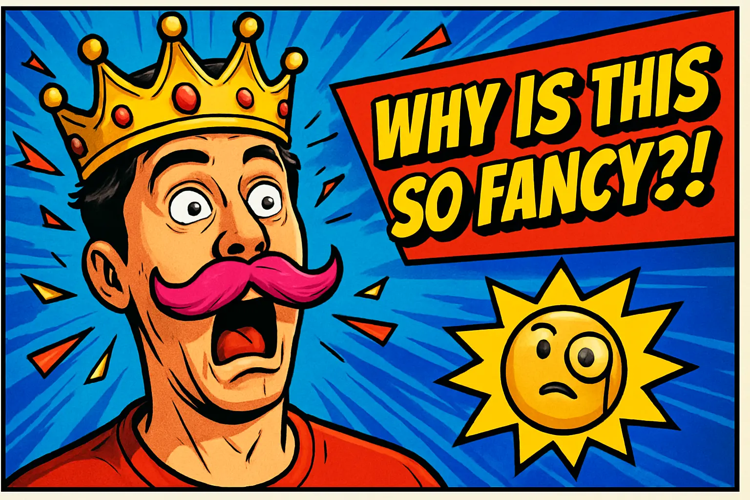 Funny YouTube Thumbnail template with shocked man and crown