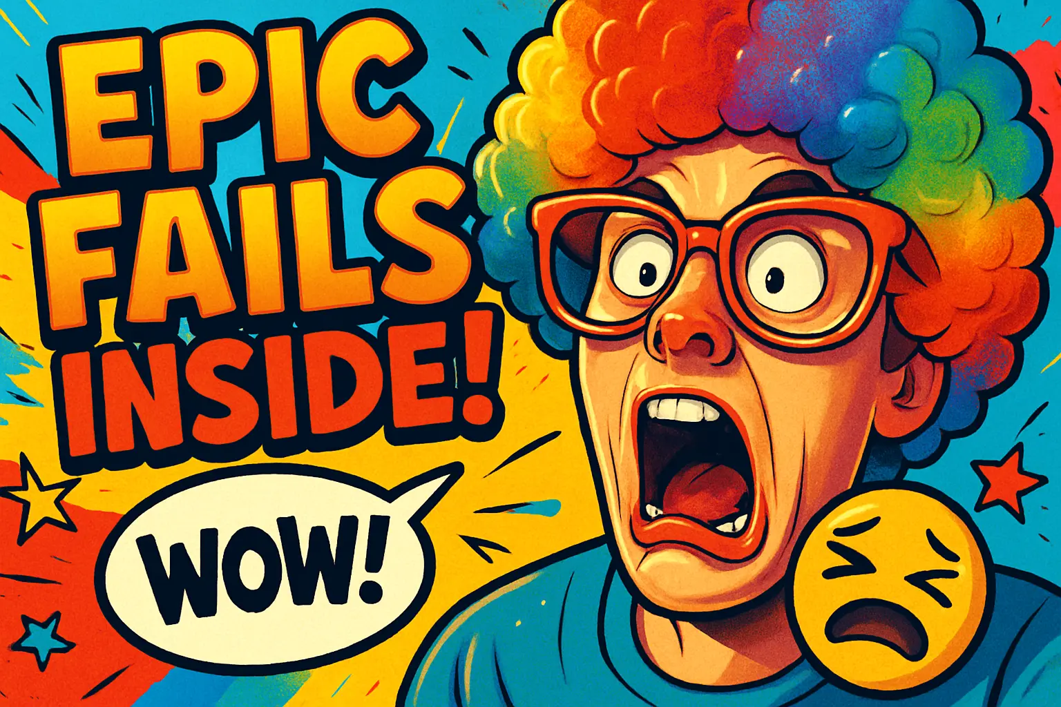 Funny YouTube Thumbnail template with exaggerated expression and colorful background