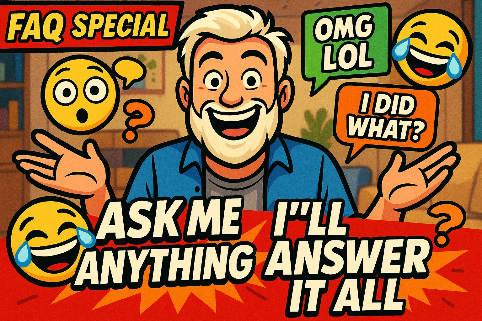 Funny YouTube Thumbnail template with expressive man and meme emojis