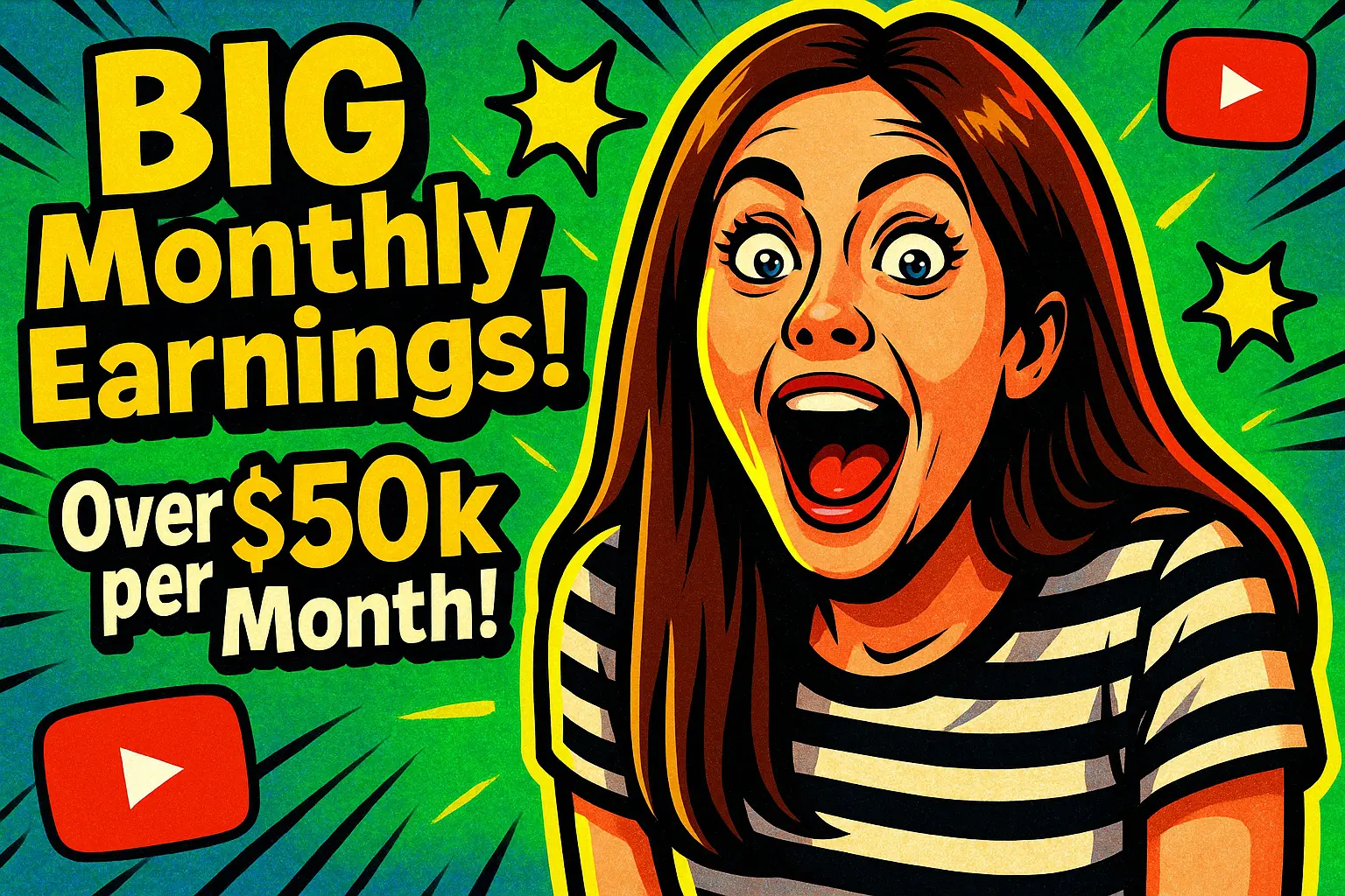 Funny YouTube Thumbnail template with excited woman and bold text