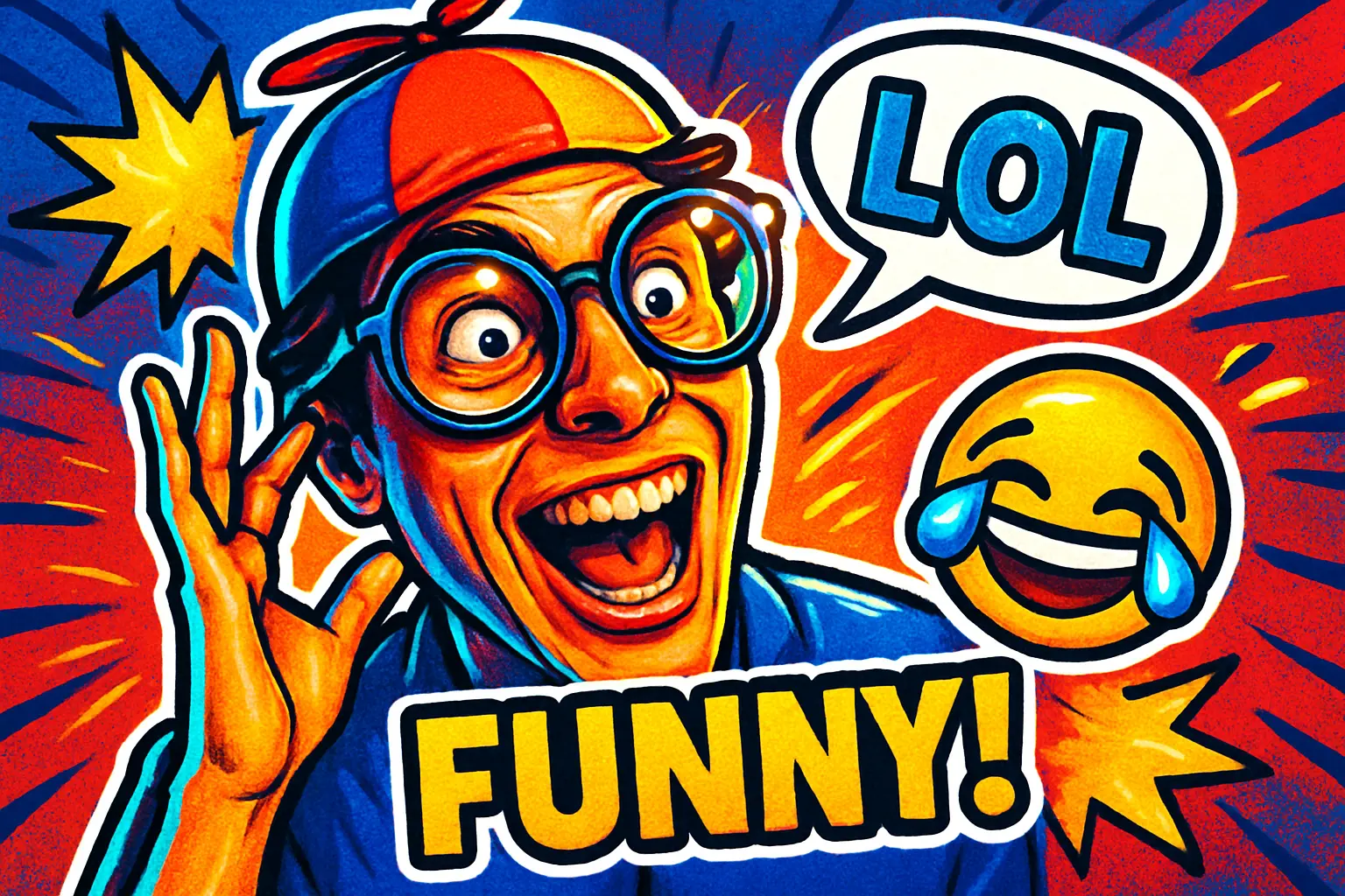 Funny YouTube Thumbnail template with a cartoonish character, exaggerated expression, and playful props.