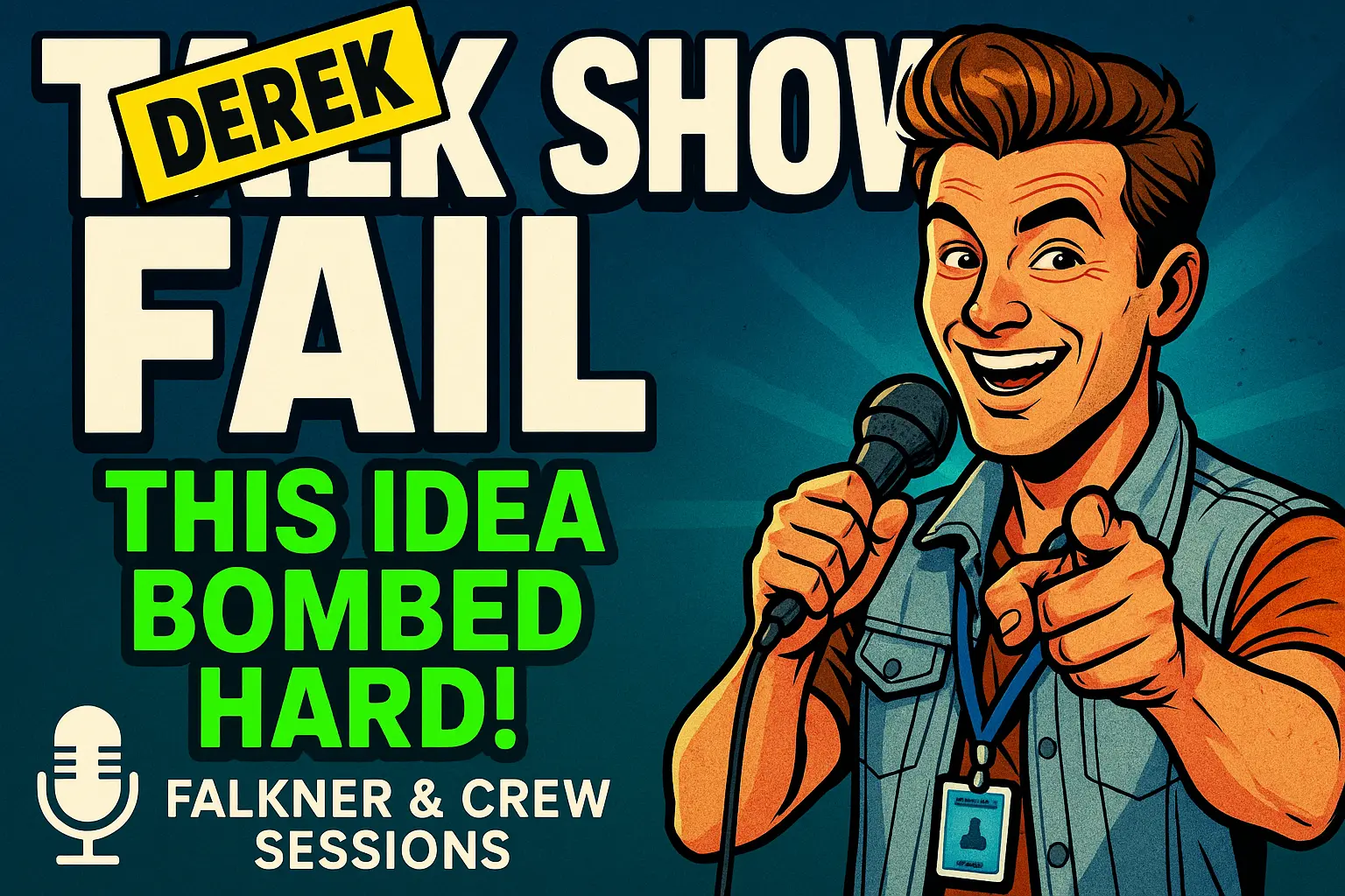 Funny YouTube Thumbnail template with speaker and bold comic text