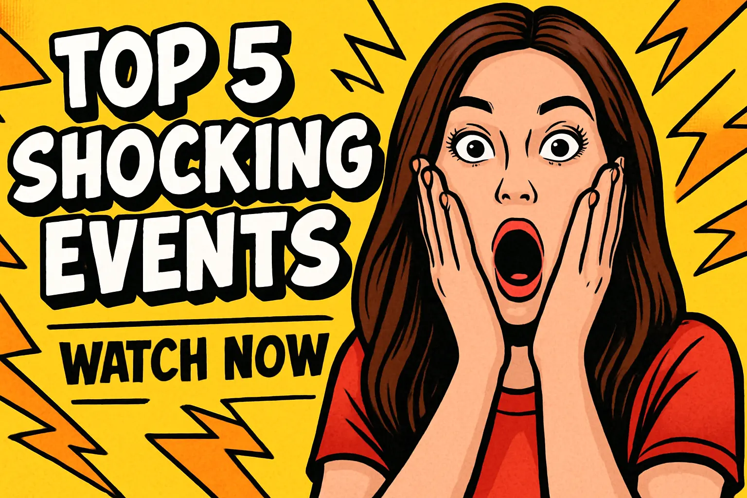 Funny YouTube Thumbnail template with shocked woman and bold text