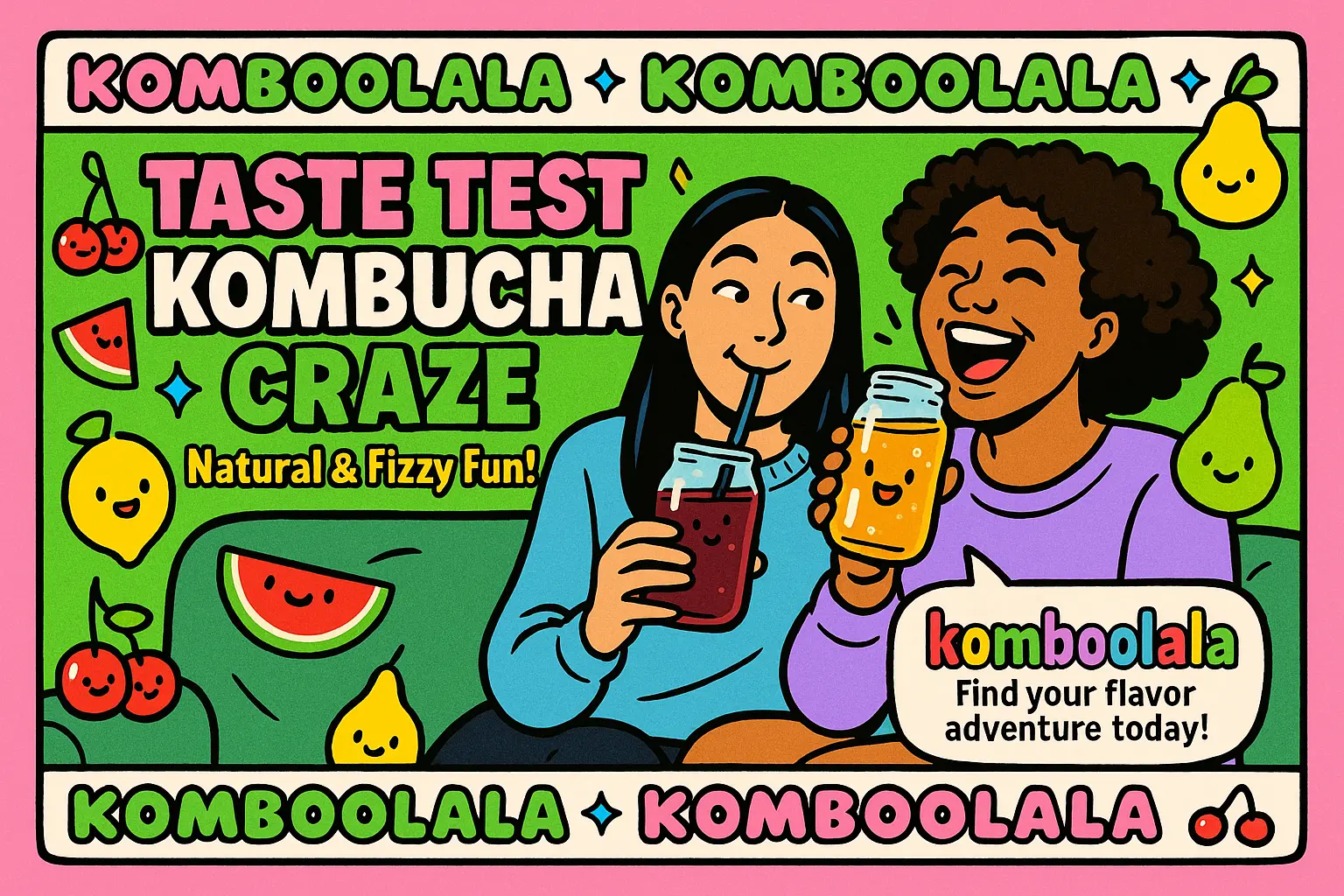 Funny YouTube Thumbnail template with kombucha taste test theme