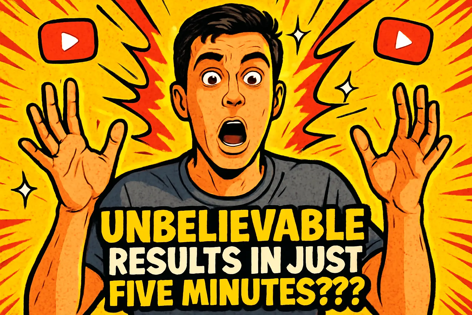Funny YouTube Thumbnail template with shocked man and bold text