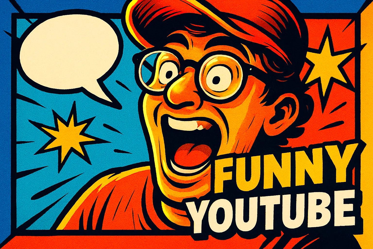 Funny YouTube Thumbnail template with cartoon character and bold text