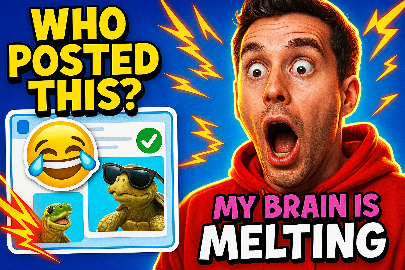 Funny YouTube Thumbnail template with shocked man and meme icons
