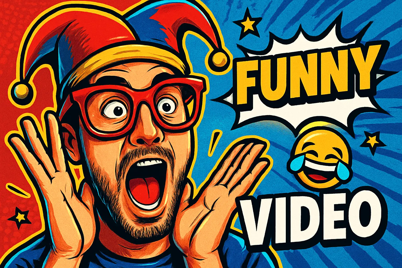 Funny YouTube Thumbnail template with a cartoonish style and bold text
