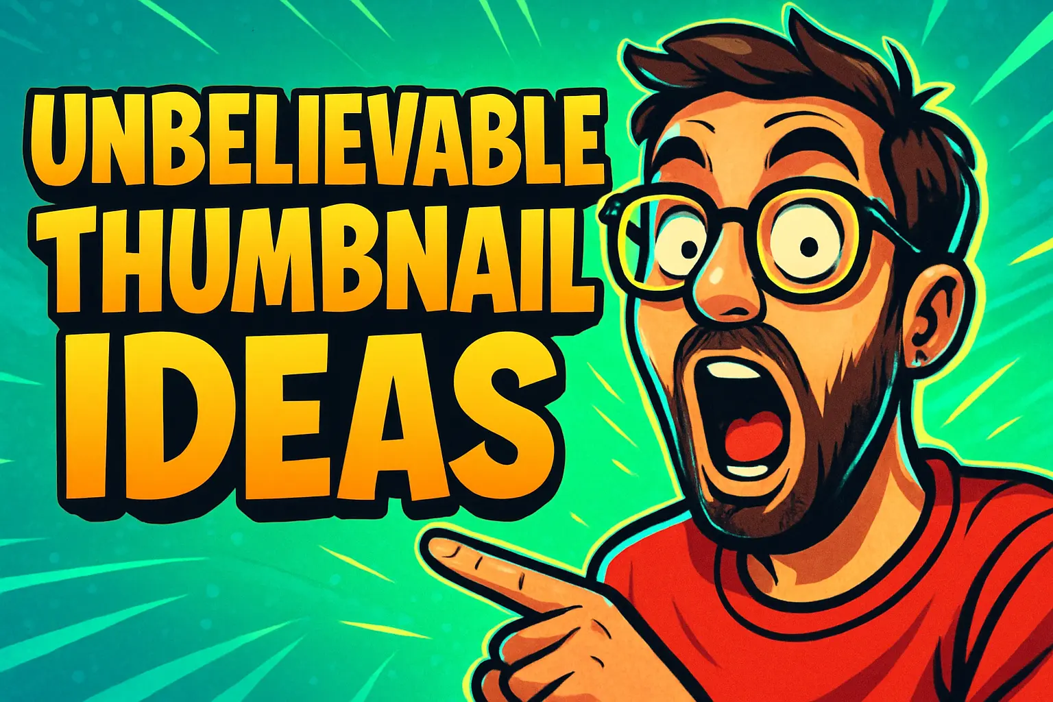 Funny YouTube Thumbnail template with a surprised man pointing, vibrant background