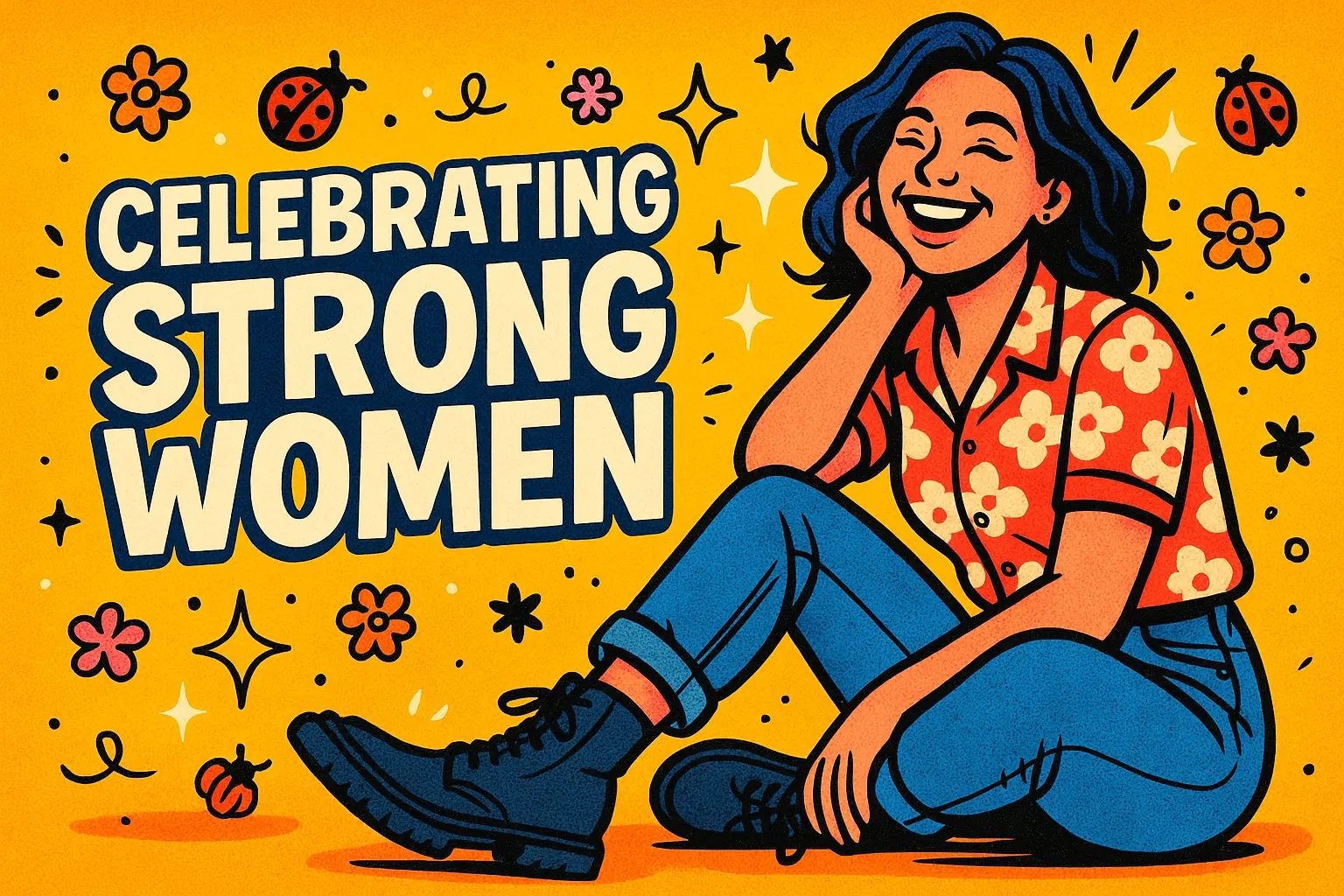 Funny YouTube Thumbnail template featuring a joyful woman and bold text