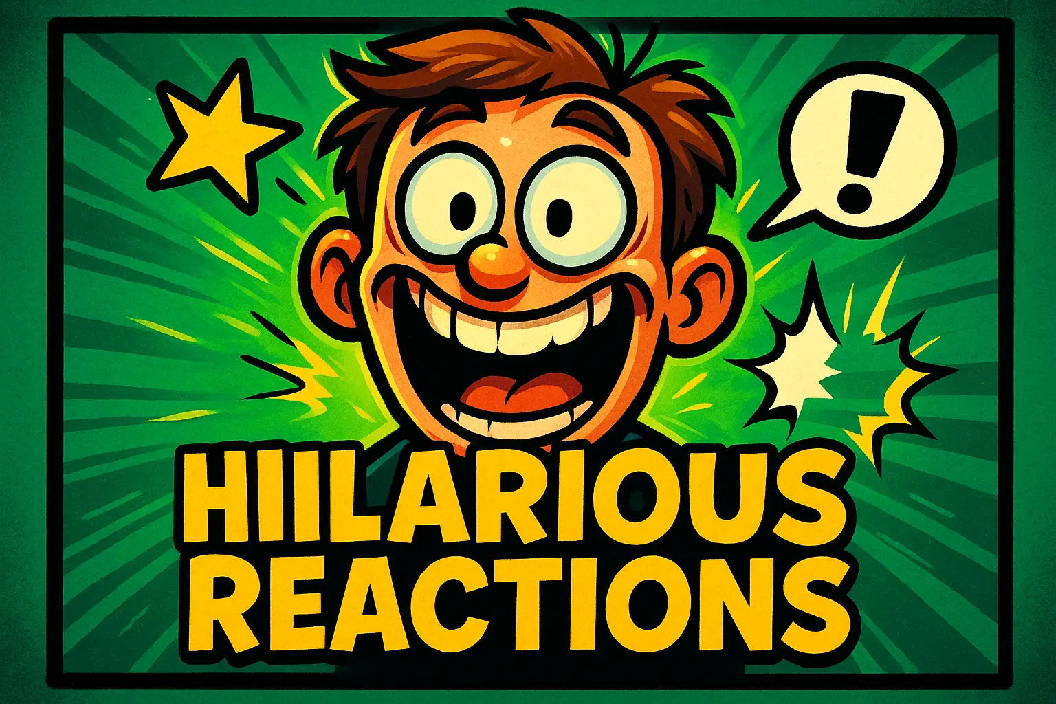 Funny YouTube Thumbnail template with vibrant green background and cartoonish text