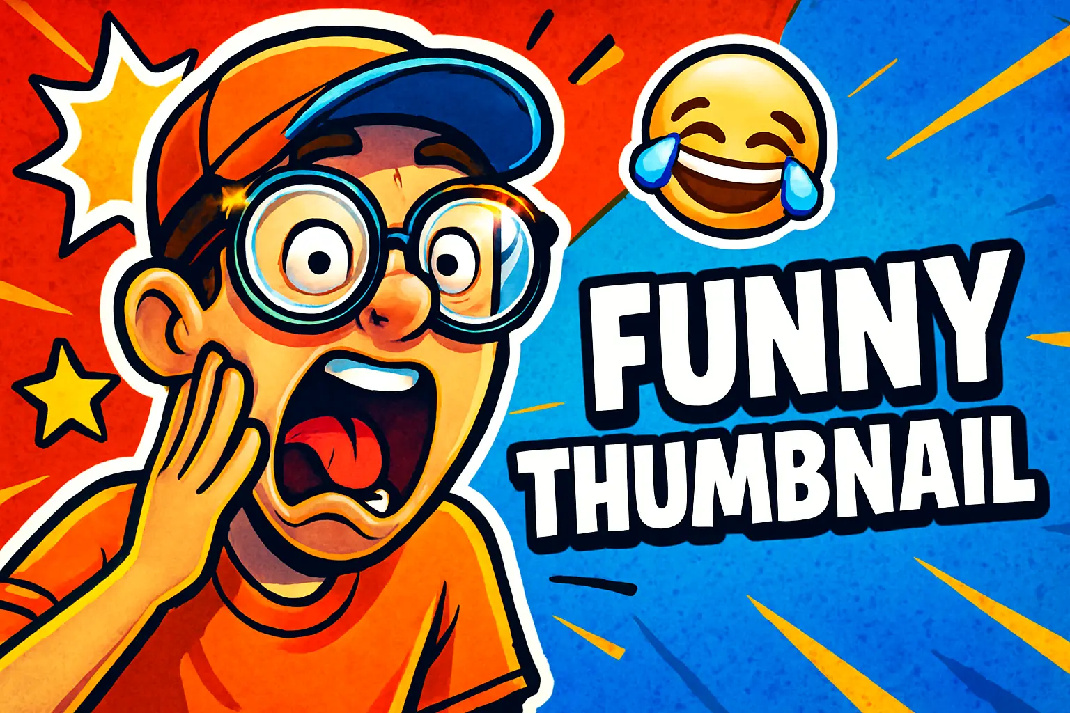 Funny YouTube Thumbnail template with bright 100K text and party theme