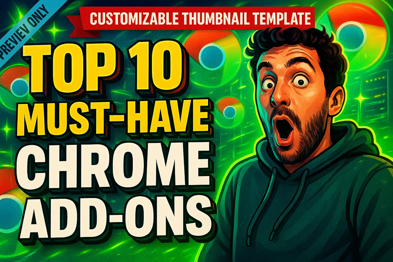 Funny YouTube Thumbnail template with character in oversized sunglasses and colorful party hat