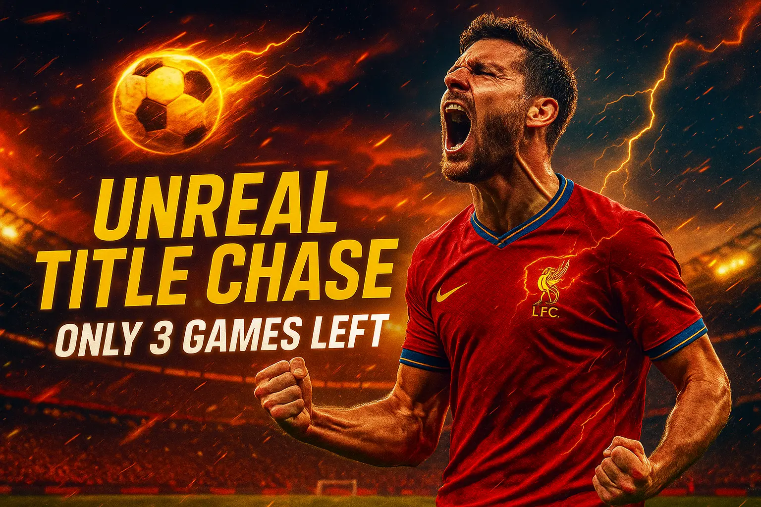 Premier League Football YouTube thumbnail template with dramatic striker pose