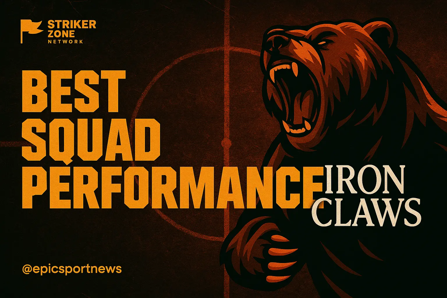 Football YouTube thumbnail template with fierce bear mascot and bold title
