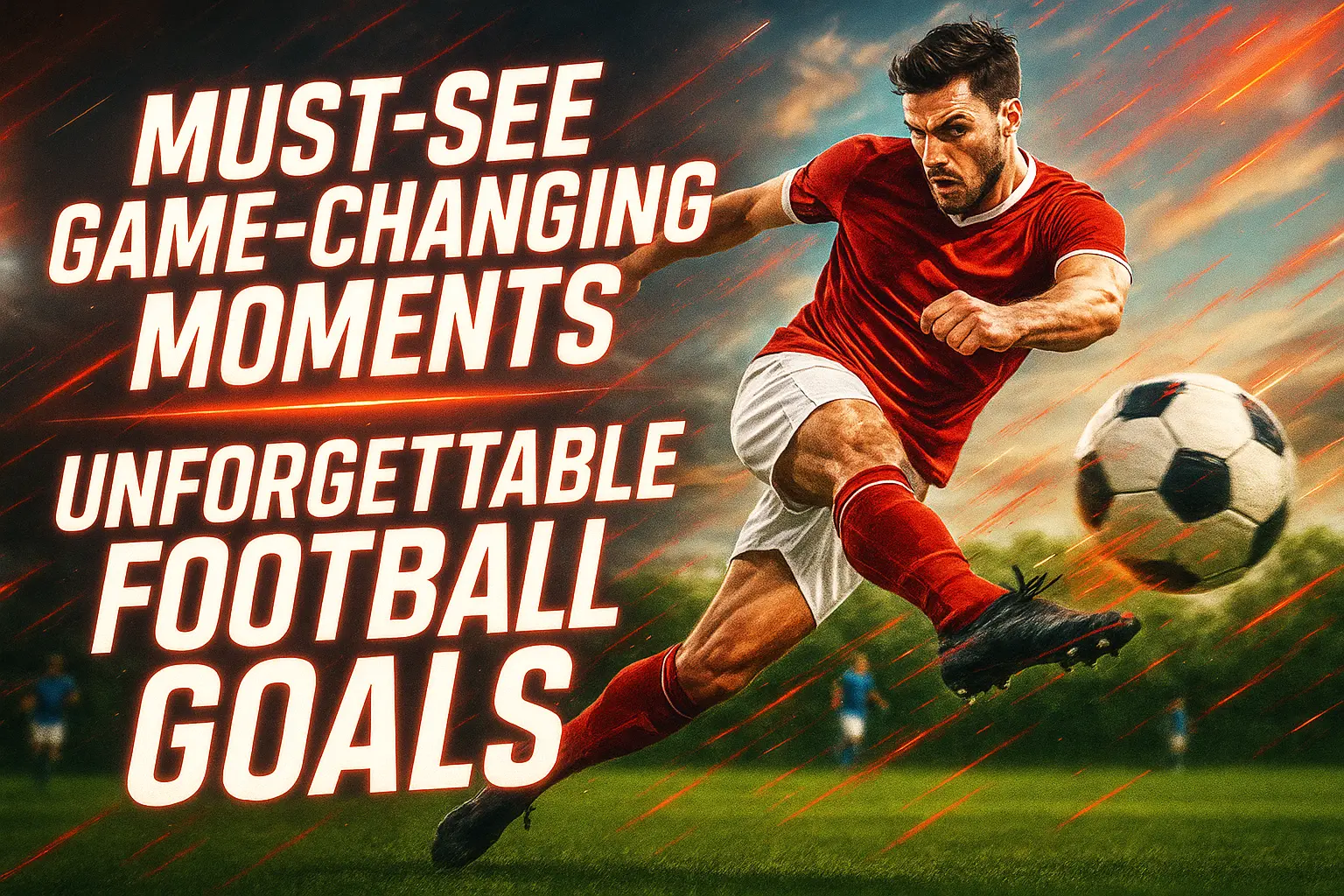 Football YouTube thumbnail template featuring player mid-kick on field
